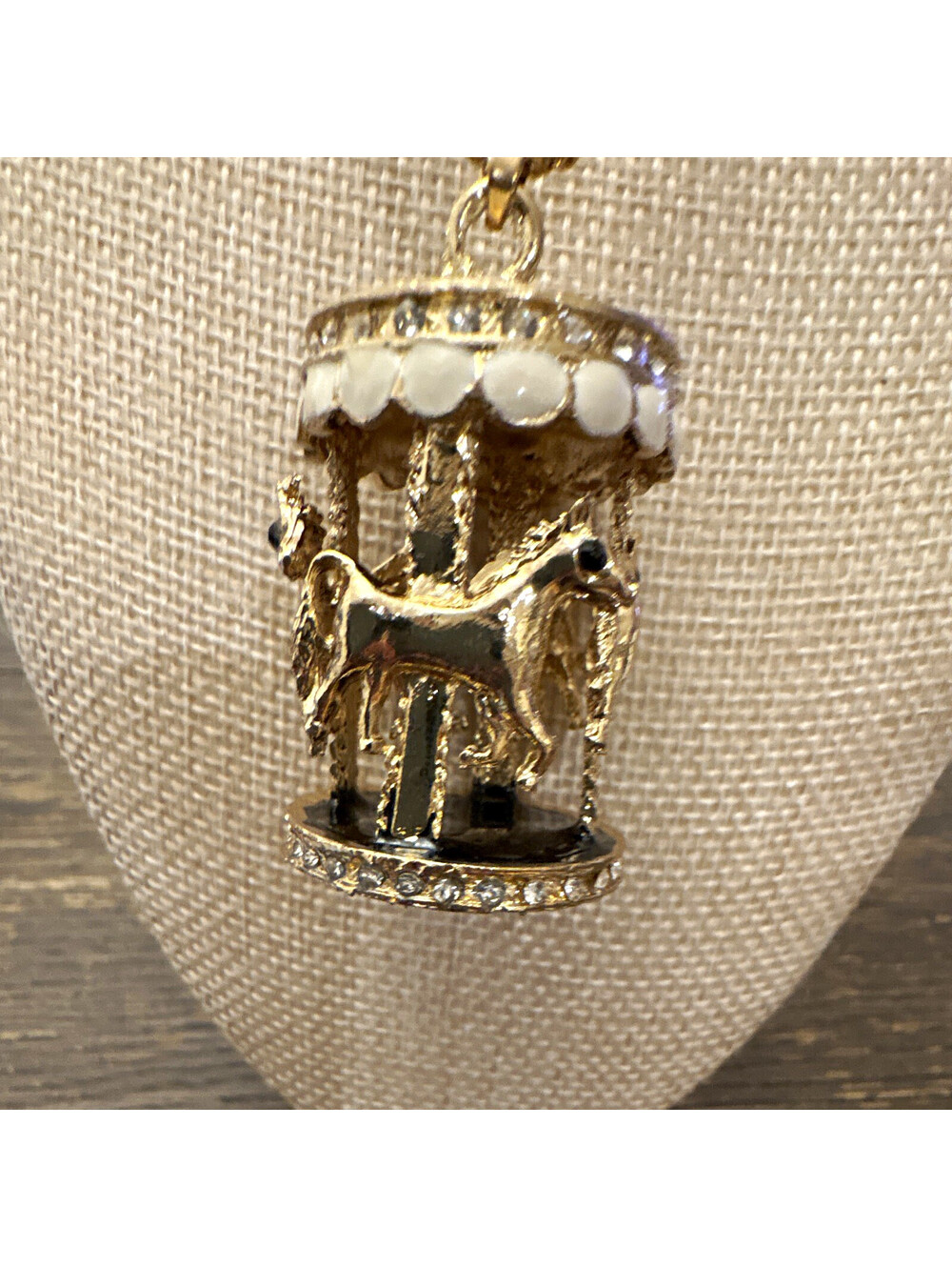 Betsey Johnson Carousel Horse Charm 30” necklace rhinestone
